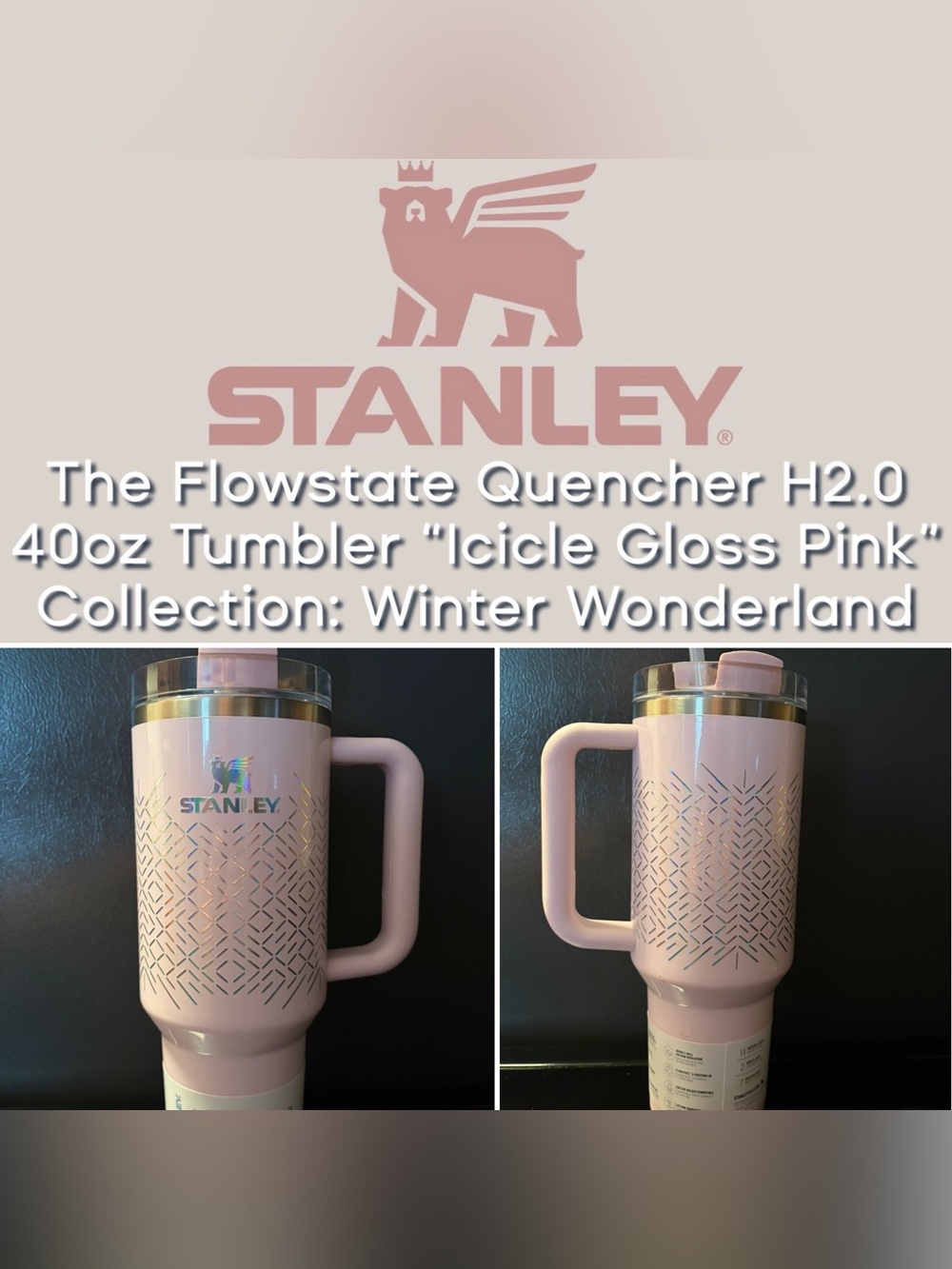 Stanley The Flowstate Quencher H2.0 (40oz) “Icicle Gloss Pink” Limited Edition